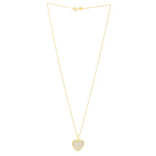 Diamond-Cut Lattice Heart Pendant in 14K Two-Tone Gold