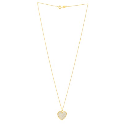 Diamond-Cut Lattice Heart Pendant in 14K Two-Tone Gold