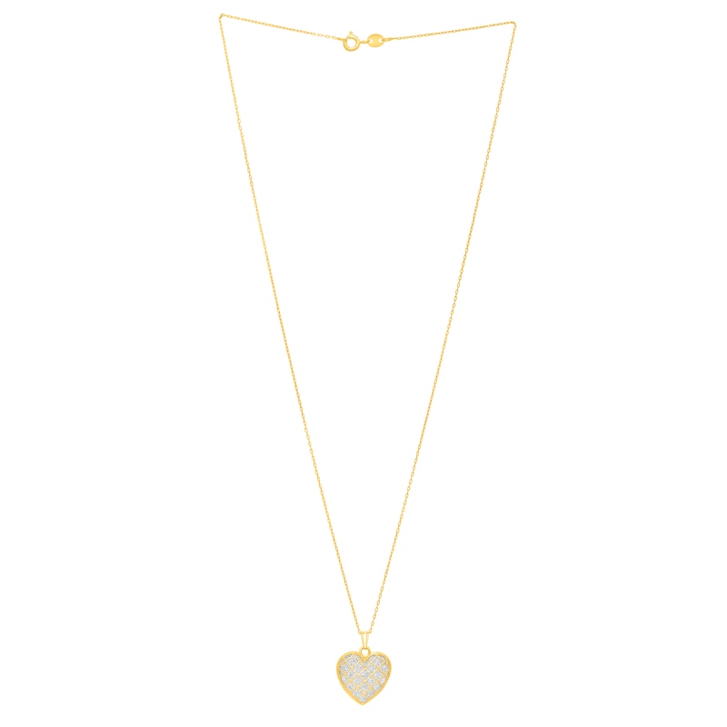Diamond-Cut Lattice Heart Pendant in 14K Two-Tone Gold
