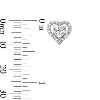 5.0mm Heart-Shaped White Lab-Created Sapphire Frame Stud Earrings in Sterling Silver