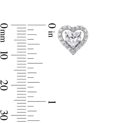 5.0mm Heart-Shaped White Lab-Created Sapphire Frame Stud Earrings in Sterling Silver