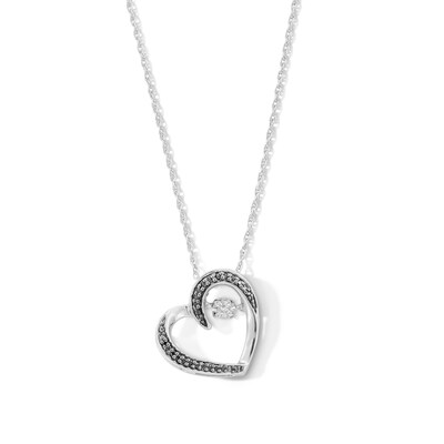 Unstoppable Love™ 0.10 CT. T.W. Black and White Diamond Tilted Heart Pendant in Sterling Silver