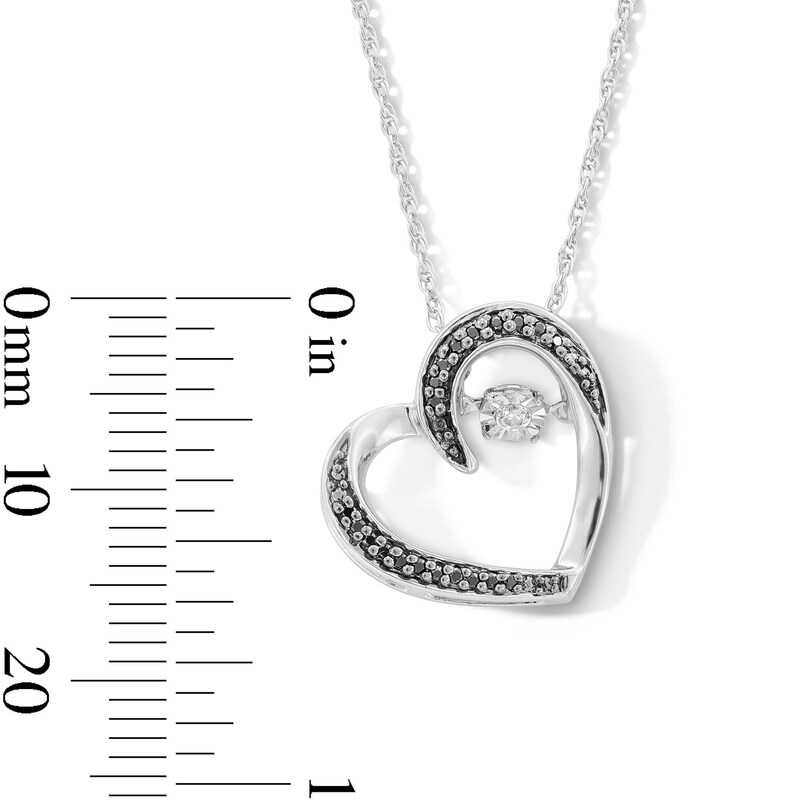Main Image 3 of Unstoppable Love™ 0.10 CT. T.W. Black and White Diamond Tilted Heart Pendant in Sterling Silver