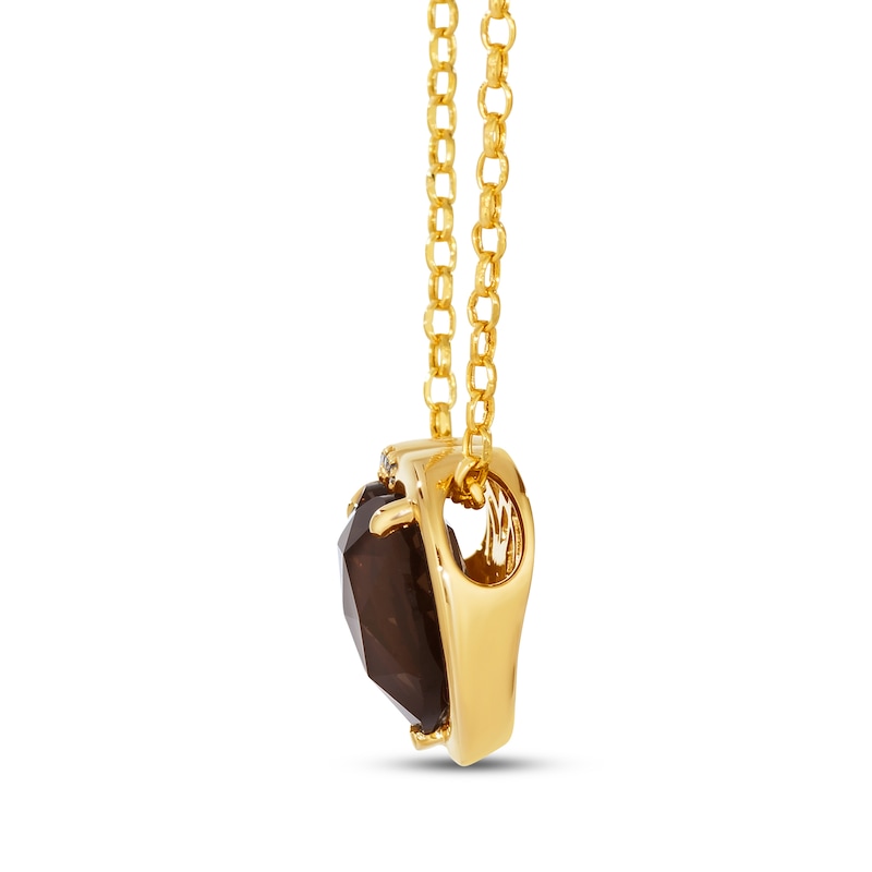 Main Image 2 of Godiva x Le Vian® Heart-Shaped Chocolate Quartz® and 0.06 CT. T.W. Nude Diamond™ Pendant in 14K Honey Gold™ - 19"