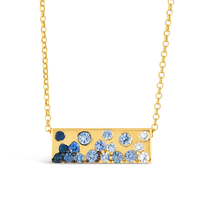 Le Vian® Denim Ombré® and White Sapphire Scatter Bar Necklace in 14K Honey Gold™ - 19"