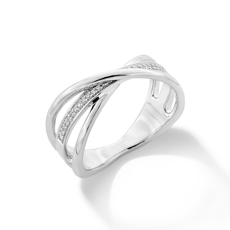 Main Image 3 of 0.05 CT. T.W. Diamond Orbit Ring in Sterling Silver