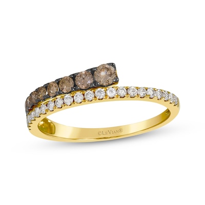 Le Vian® Good Karma 0.45 CT. T.W. Chocolate Diamond® and Nude Diamond™ Bypass Ring in 14K Honey Gold™