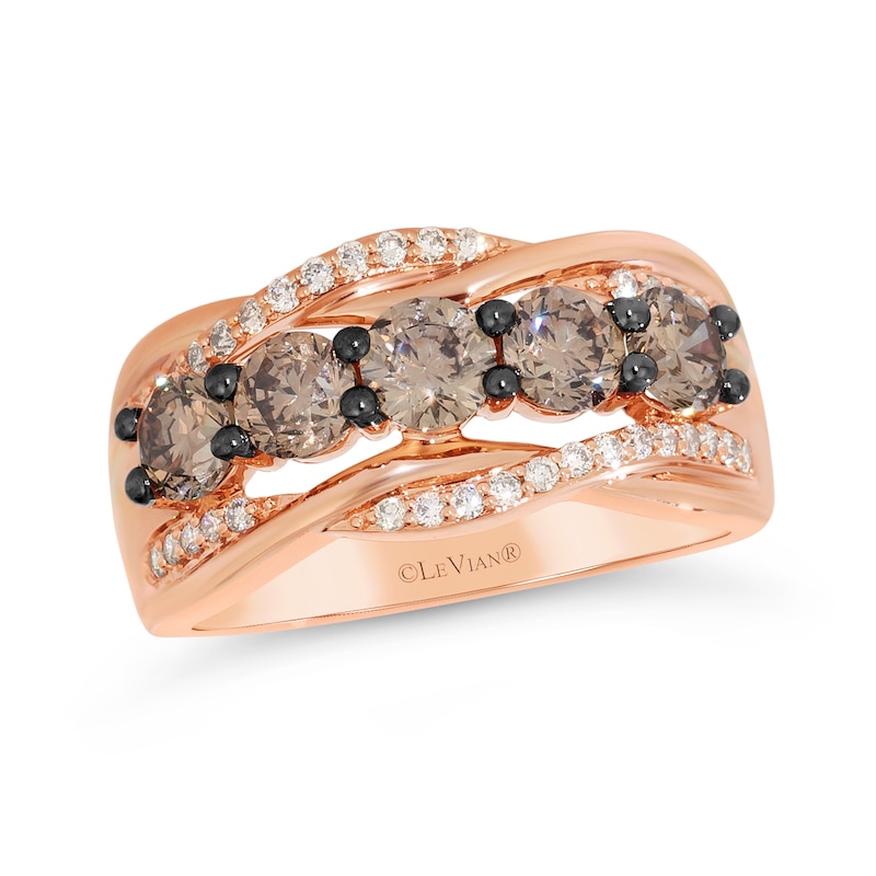 Le Vian® 1.69 CT. T.W. Chocolate Diamond® and Nude Diamond™ Twist Edge Ring in 14K Strawberry Gold® - Size 7