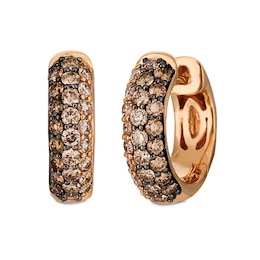 Le Vian® 0.95 CT. T.W. Chocolate Ombré® Domed Hoop Earrings in 14K Strawberry Gold®