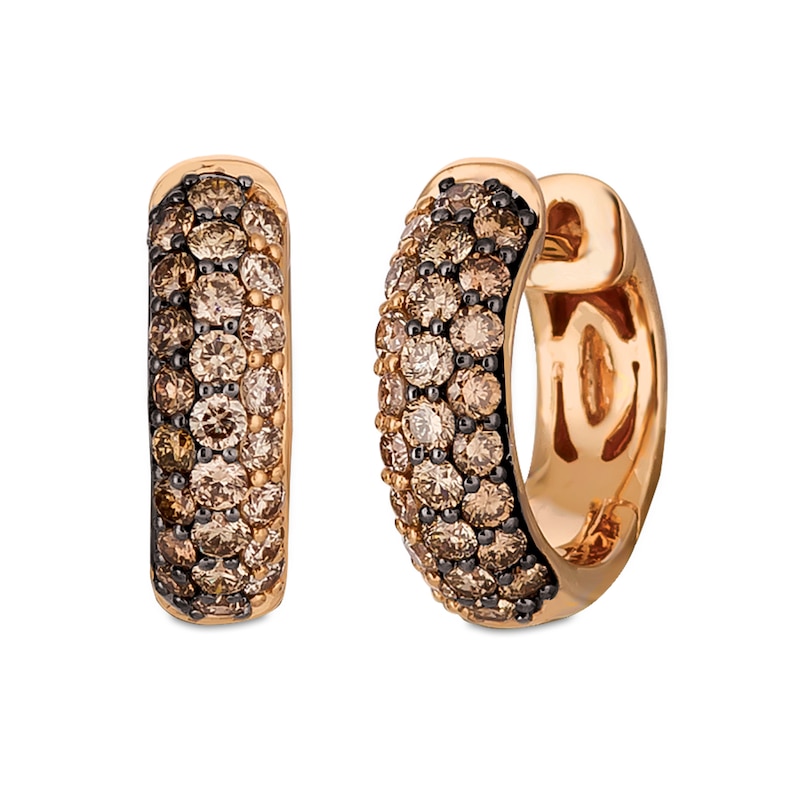 Le Vian® 0.95 CT. T.W. Chocolate Ombré® Domed Hoop Earrings in 14K Strawberry Gold®