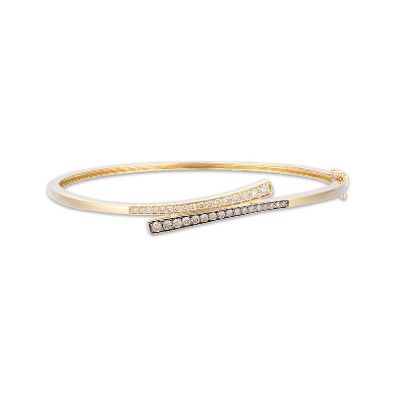 Main Image 1 of Le Vian® Good Karma 0.58 CT. T.W. Chocolate Diamond® and Nude Diamond™ Bypass Bangle in 14K Honey Gold™ - 6.75"