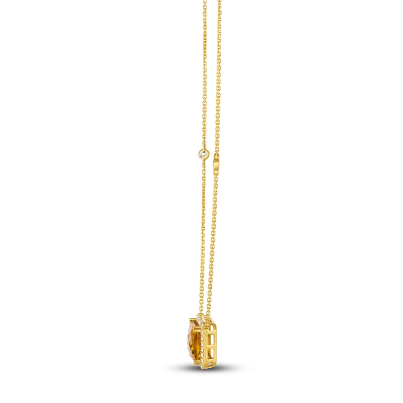 Main Image 2 of Le Vian® Emerald-Cut Cinnamon Citrine® and 0.29 CT. T.W. Nude Diamond™ Frame Necklace in 14K Honey Gold™ - 19”