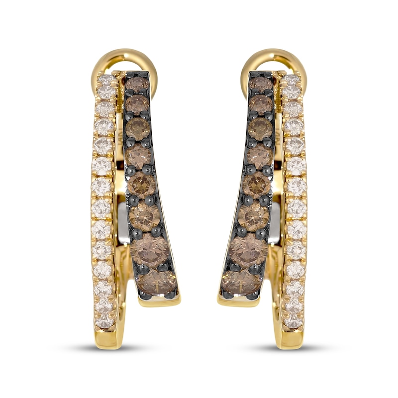 Main Image 2 of Le Vian® 0.45 CT. T.W. Chocolate Diamond® and Nude Diamond™ Split Hoop Earrings in 14K Honey Gold™