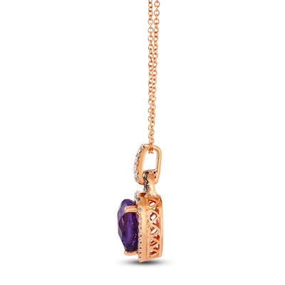 Le Vian® Heart-Shaped Grape Amethyst™ and 0.29 CT. T.W. Diamond Frame Pendant in 14K Strawberry Gold®
