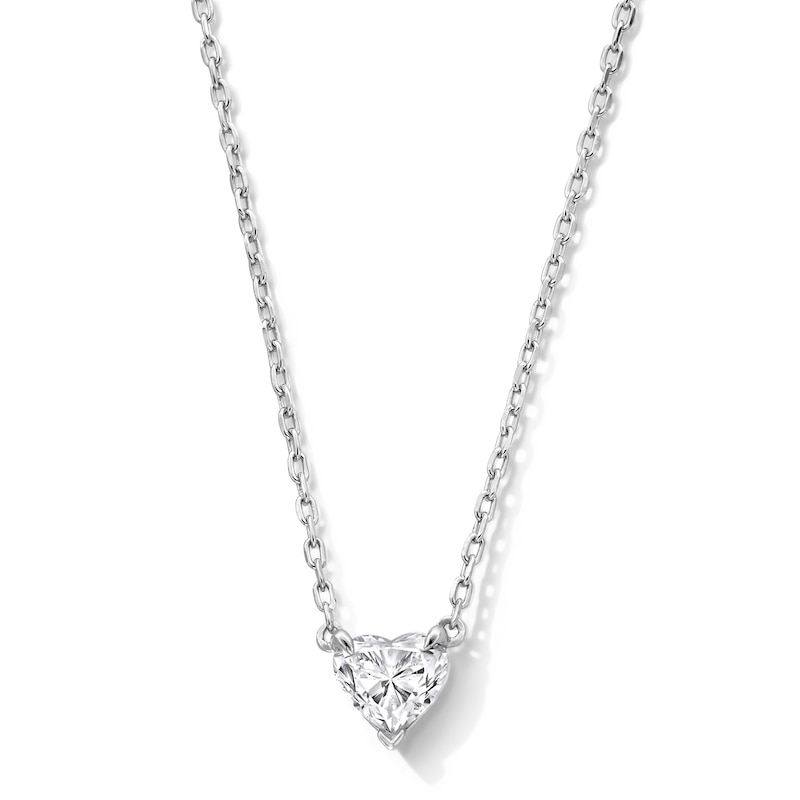Main Image 1 of 0.50 CT. Heart-Shaped Certified Lab-Grown Diamond Solitaire Necklace in Sterling Silver (F/SI2) - 18.27”