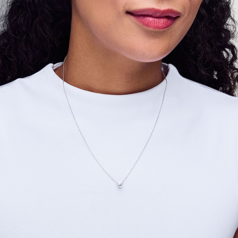 Main Image 2 of 0.50 CT. Heart-Shaped Certified Lab-Grown Diamond Solitaire Necklace in Sterling Silver (F/SI2) - 18.27”