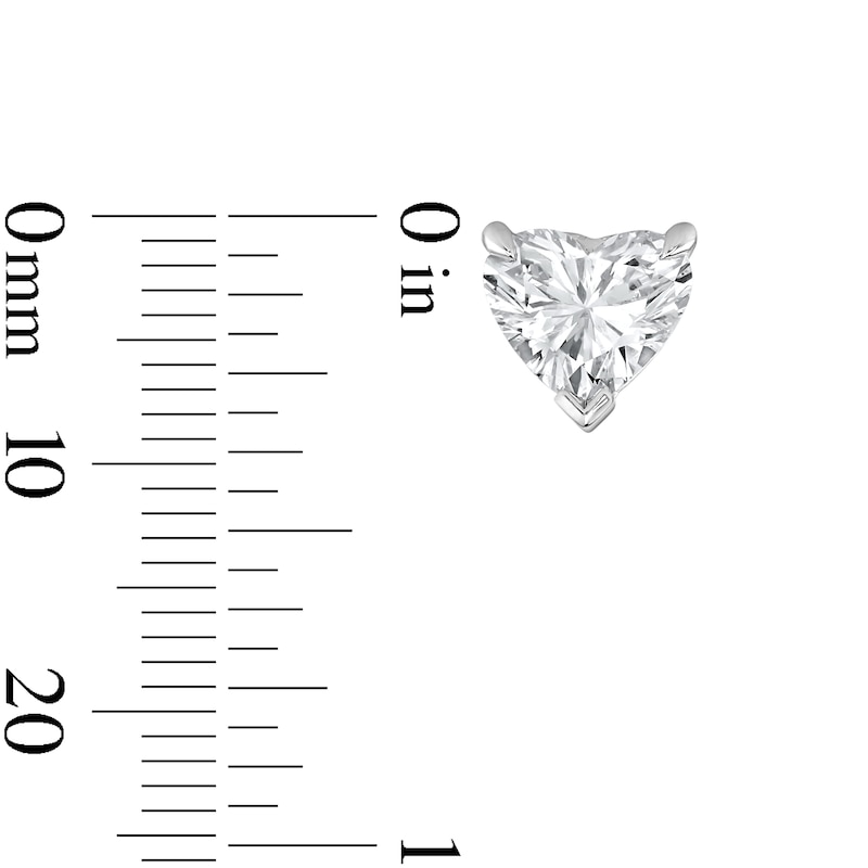 Main Image 3 of 1.00 CT. T.W. Heart-Shaped Certified Lab-Grown Diamond Solitaire Stud Earrings in Sterling Silver (F/SI2)