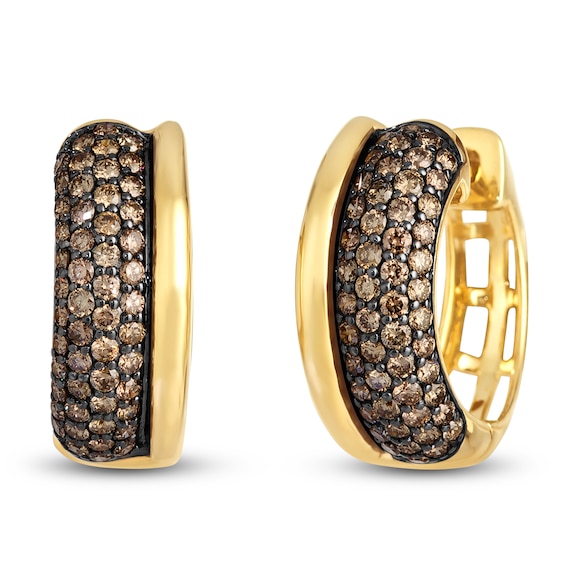 Le Vian® 1.145 CT. T.W. Chocolate Diamond® Rimmed Hoop Earrings in 14K Honey Gold™