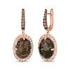 Thumbnail Image 1 of Le Vian® Oval Green Chalcedony and 0.95 CT. T.W. Diamond Frame Drop Earrings in 14K Strawberry Gold®
