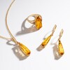 Thumbnail Image 5 of Le Vian® Pear-Shaped Cinnamon Citrine® and 0.23 CT. T.W. Diamond Split Shank Ring in 14K Honey Gold™ - Size 7