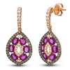 Thumbnail Image 2 of Le Vian® Oval Certified Passion Ruby™ and 0.80 CT. T.W. Diamond Marquise Drop Earrings in 14K Strawberry Gold®