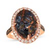 Thumbnail Image 1 of Le Vian® Oval Green Chalcedony and 0.80 CT. T.W. Diamond Frame Ring in 14K Strawberry Gold® - Size 7