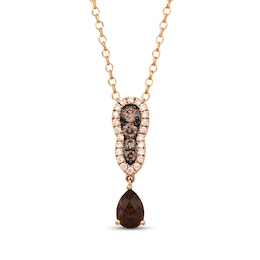 Le Vian® Pear-Shaped Chocolate Quartz® and 0.29 CT. T.W. Diamond Drop Pendant in 14K Strawberry Gold® - 19”