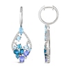 Thumbnail Image 1 of Le Vian® Blue Topaz, Tanzanite, Blue Zircon and 0.37 CT. T.W. Nude Diamond™ Hoop Drop Earrings in 14K Vanilla Gold®