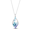 Thumbnail Image 1 of Le Vian® Blue Topaz, Tanzanite, Blue Zircon and 0.29 CT. T.W. Nude Diamond™ Drop Pendant in 14K Vanilla Gold® - 19”