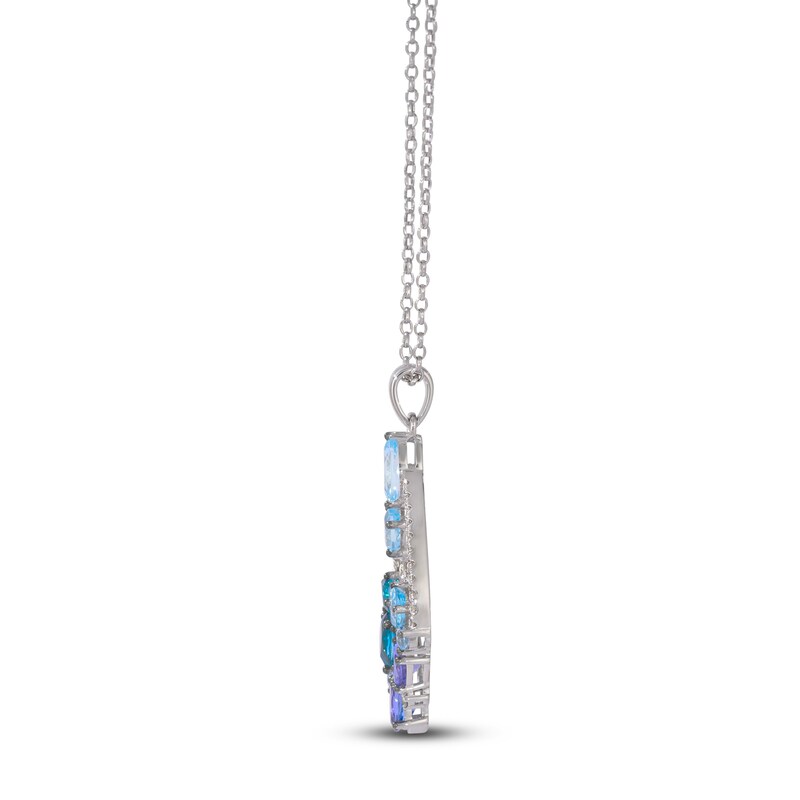 Main Image 2 of Le Vian® Blue Topaz, Tanzanite, Blue Zircon and 0.29 CT. T.W. Nude Diamond™ Drop Pendant in 14K Vanilla Gold® - 19”