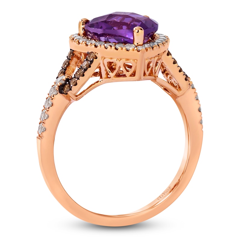 Le VianÂ® Heart-Shaped Grape Amethystâ¢ and 0.29 CT. T.W. Diamond Frame Ring in 14K Strawberry GoldÂ® - Size 7