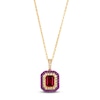 Thumbnail Image 1 of Le Vian® Emerald-Cut Raspberry Rhodolite® Garnet and 0.45 CT. T.W. Diamond Double Frame Pendant in 14K Honey Gold™ - 19”