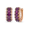 Thumbnail Image 1 of Le Vian® Oval Raspberry Rhodolite™ Garnet and 0.29 CT. T.W. Nude Diamond™ Frame Hoop Earrings in 14K Strawberry Gold®