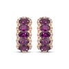 Thumbnail Image 2 of Le Vian® Oval Raspberry Rhodolite™ Garnet and 0.29 CT. T.W. Nude Diamond™ Frame Hoop Earrings in 14K Strawberry Gold®
