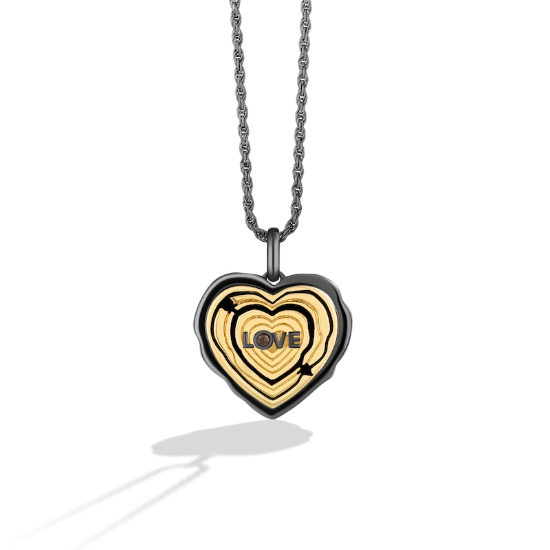 Main Image 2 of Limor 0.085 CT. T.W. Diamond Abstract Heart Pendant in Sterling Silver with 24K Gold and Black Rhodium Plate - 26”