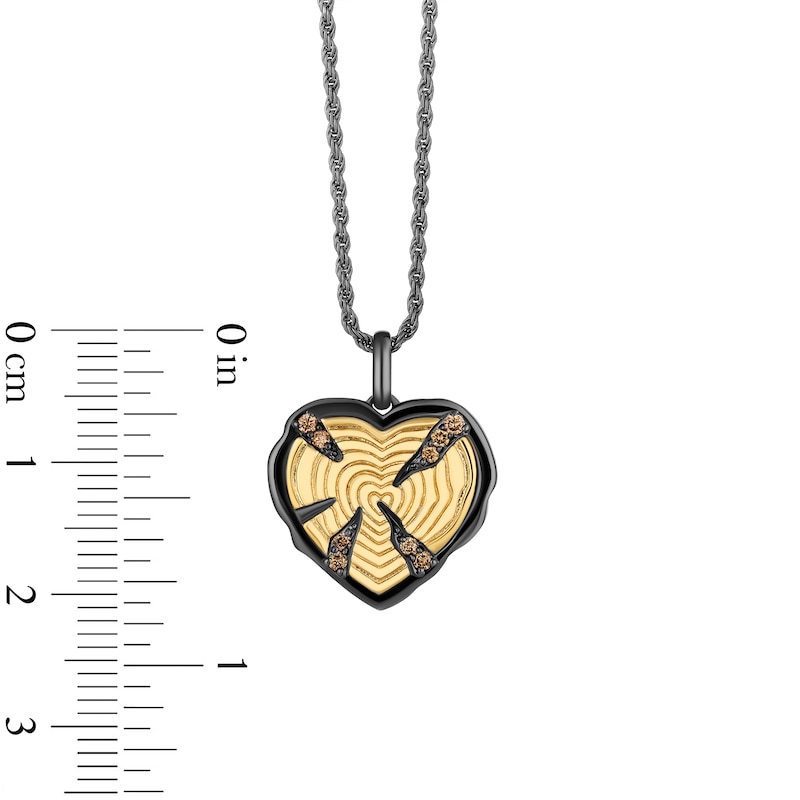 Main Image 3 of Limor 0.085 CT. T.W. Diamond Abstract Heart Pendant in Sterling Silver with 24K Gold and Black Rhodium Plate - 26”