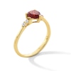 Thumbnail Image 3 of 6.0mm Heart-Shaped Garnet with Pink and White Lab-Created Sapphire Ring in 10K Gold