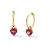 Thumbnail Image 1 of 6.0mm Heart-Shaped Garnet Hoop Drop Earrings in 10K Gold
