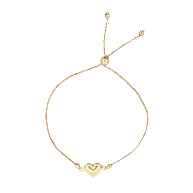 Main Image 2 of Puff Heart Bolo Bracelet in 14K Gold - 9.0"