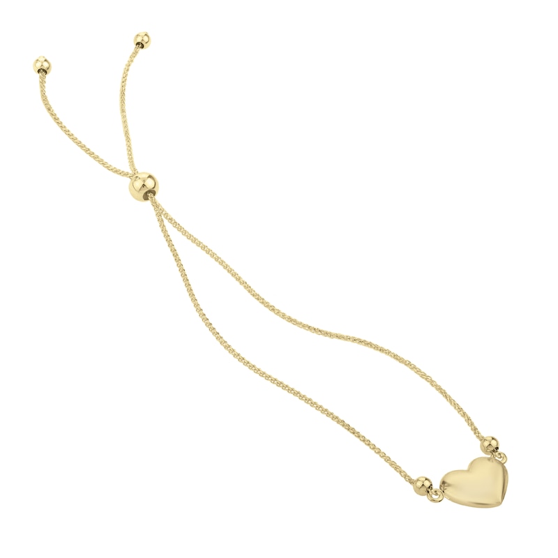 Main Image 3 of Puff Heart Bolo Bracelet in 14K Gold - 9.0"