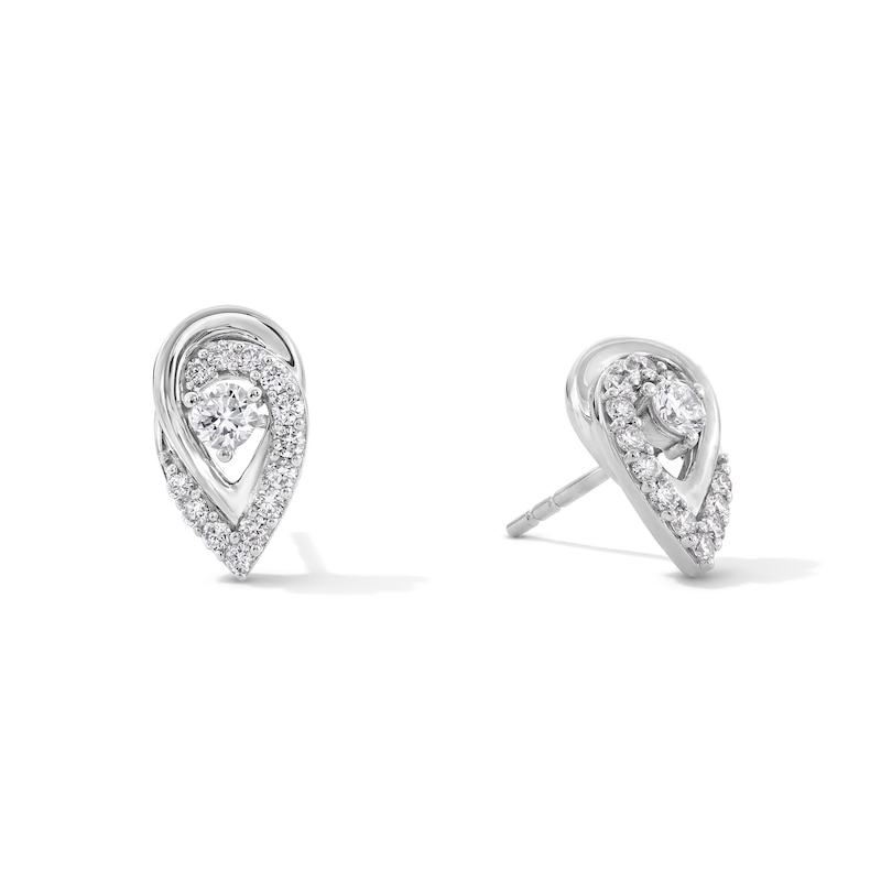 Main Image 1 of 0.50 CT. T.W. Certified Lab-Grown Diamond Crossover Teardrop Stud Earrings in Sterling Silver (I/I1)