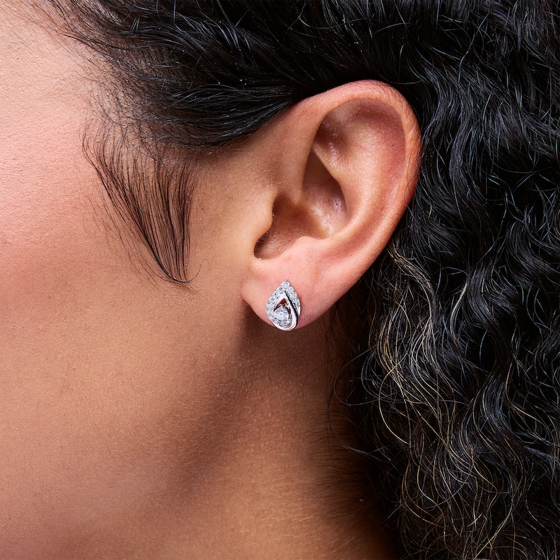 Main Image 2 of 0.50 CT. T.W. Certified Lab-Grown Diamond Crossover Teardrop Stud Earrings in Sterling Silver (I/I1)