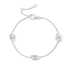 Thumbnail Image 1 of 0.25 CT. T.W. Certified Lab-Grown Diamond Double Heart Station Bracelet in Sterling Silver (I/I1) - 7.25”
