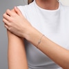 Thumbnail Image 2 of 0.25 CT. T.W. Certified Lab-Grown Diamond Double Heart Station Bracelet in Sterling Silver (I/I1) - 7.25”
