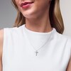 Thumbnail Image 2 of 0.23 CT. T.W. Baguette and Round Diamond Cross Pendant in Sterling Silver