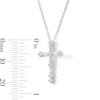 Thumbnail Image 3 of 0.23 CT. T.W. Baguette and Round Diamond Cross Pendant in Sterling Silver