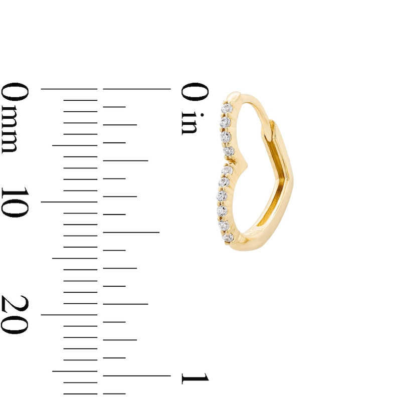 Main Image 3 of 0.085 CT. T.W. Diamond Heart Hoop Earrings in Sterling Silver with 14K Gold Plate