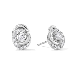 0.50 CT. T.W. Certified Lab-Grown Diamond Oval Knot Stud Earrings in Sterling Silver (I/I1)