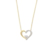 Thumbnail Image 1 of 0.085 CT. T.W. Multi-Diamond Heart in Heart Necklace in Sterling Silver with 14K Gold Plate - 17"