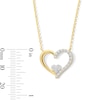 Thumbnail Image 4 of 0.085 CT. T.W. Multi-Diamond Heart in Heart Necklace in Sterling Silver with 14K Gold Plate - 17"